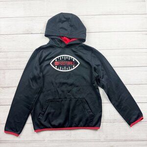 Under Armour Boys Hoodie Black Red Football Graphic Fleece Pullover Large